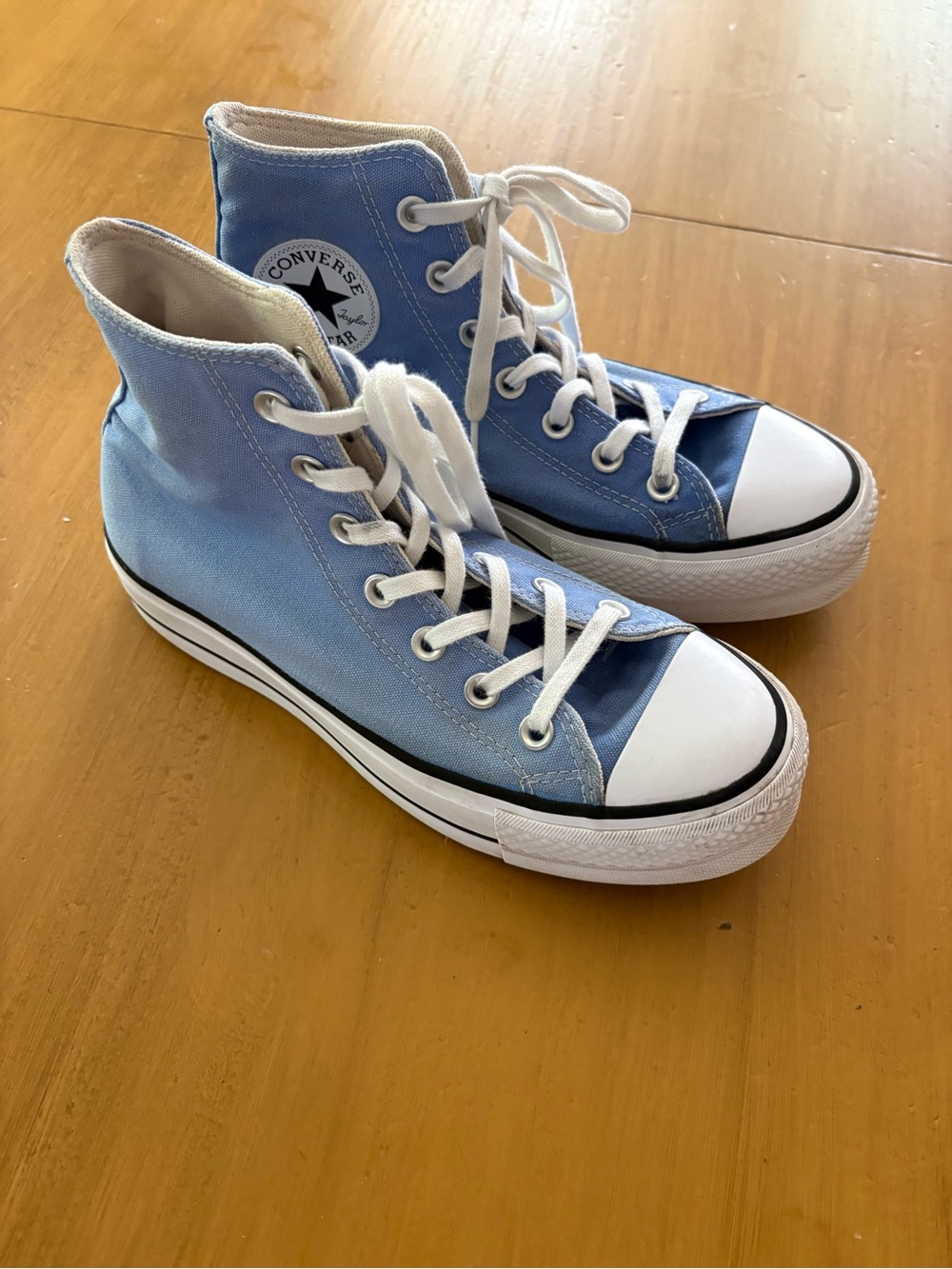 Converse Platform High Top Sneakers in Light Blue and White